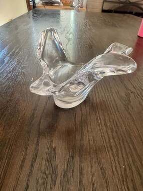 Blown Art Glass Pigeon Crystal Trinket Jewelry Dish/tea candle holder FRANCE